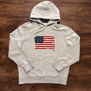 POLO RALPH LAUREN American Flag Hoodie Grey - Size L